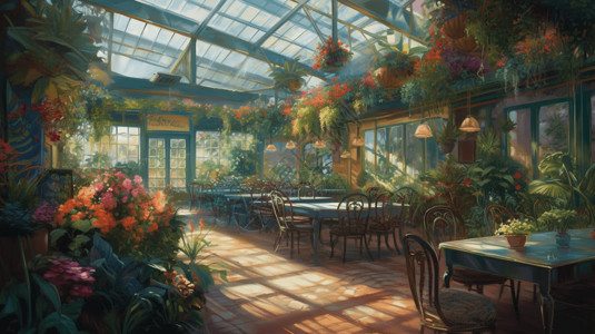绿色温馨咖啡厅图片