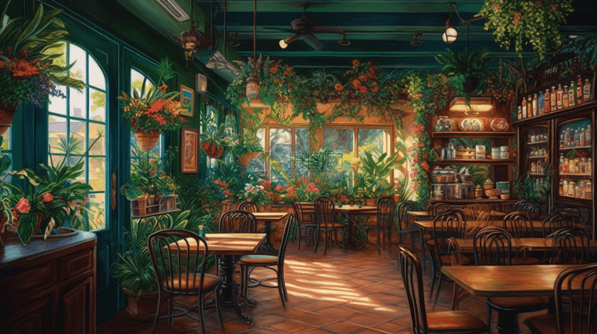 绿植餐厅图片