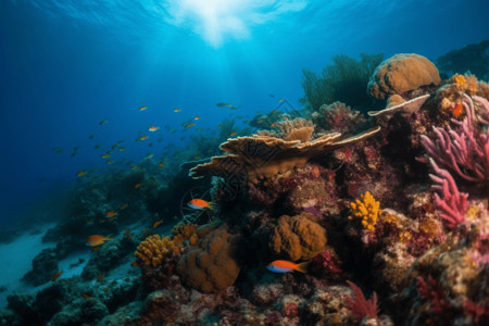 深海礁石海里的珊瑚插画