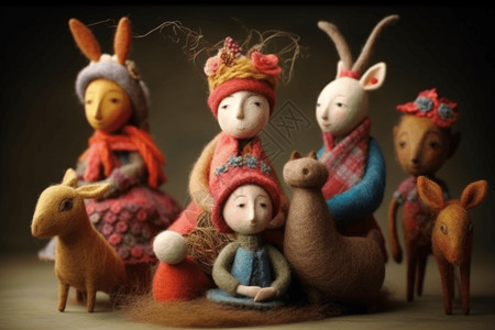 羊毛毡童话人物高清图片