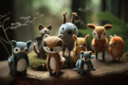 创意羊毛毡动物背景图片