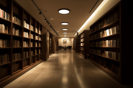 安静的图书馆走廊高清图片