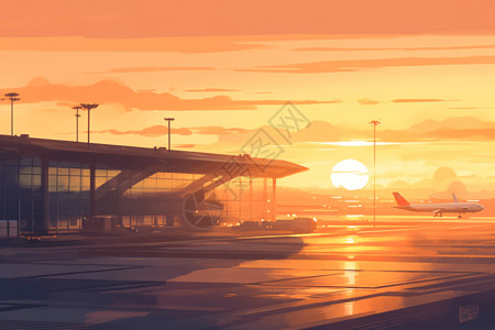 黎明照射的机场背景图片
