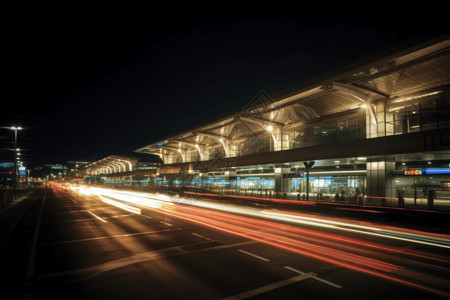 机场夜晚的景观图片