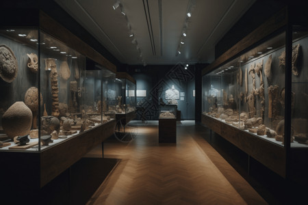 博物馆馆的陶瓷文物背景图片