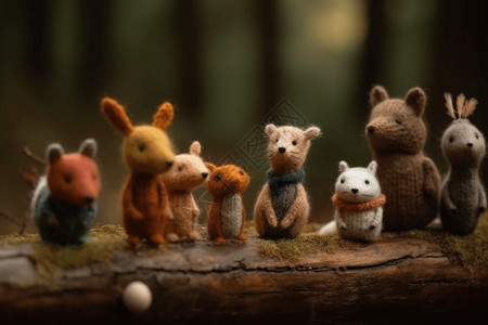 森林小动物森林里的小动物玩具背景