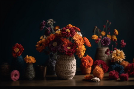 羊毛毡花的创意组合图片