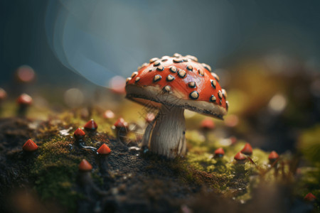 蘑菇生长3D蘑菇插画