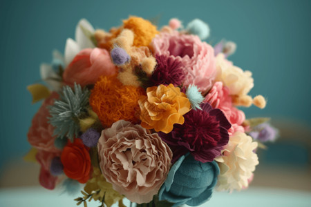 彩色羊毛毡花束室内图背景图片