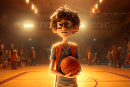 篮球场的男孩背景图片