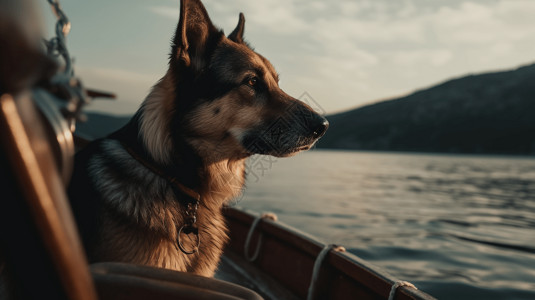 渔船上的狗图片