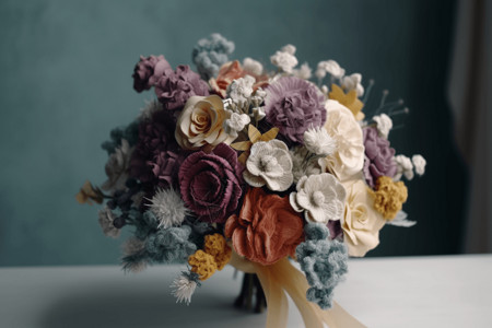 色彩斑斓的羊毛毡花束背景图片