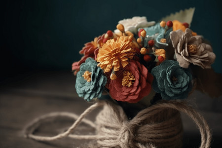 五颜六色的羊毛毛毡花束背景图片