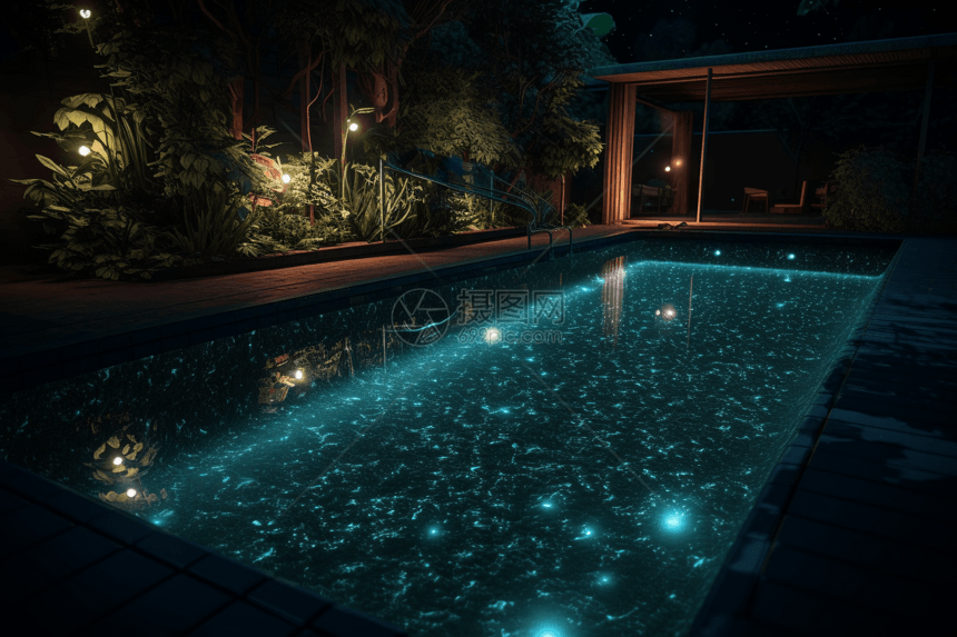 深夜的泳池图片
