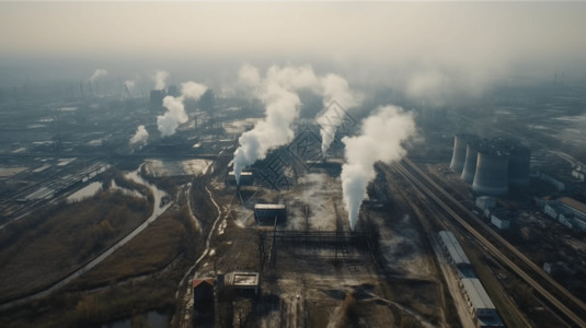 二氧化碳排放发电厂的烟雾插画