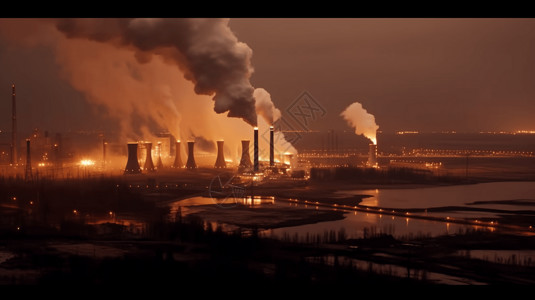 工业废气污染环境排放的废气烟插画