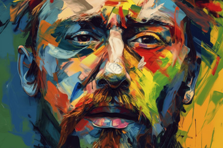 彩色素材素描脸上满是颜色的男人插画