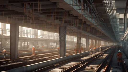 高架铁路建设现场背景图片