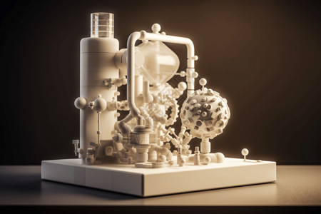 中性色3d打印创建分子概念模型设计图片