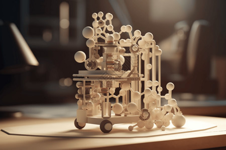 中性色3d打印分子模型设计图片