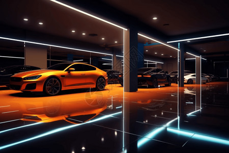 汽车陈列室3D渲染图设计图片