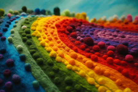 地毯特写色彩缤纷的彩虹毛毡插画