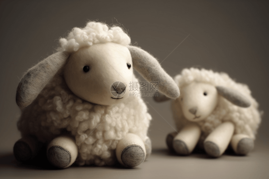 3D渲染羊毛毡玩具图片