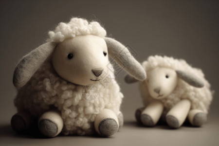 3D渲染羊毛毡玩具背景图片