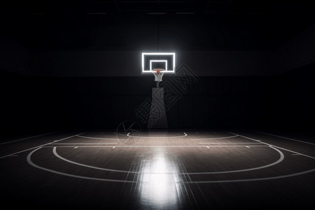 篮球和球框聚光灯篮球场设计图片