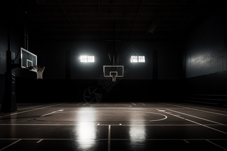 篮球和球框学校体育馆篮球场设计图片