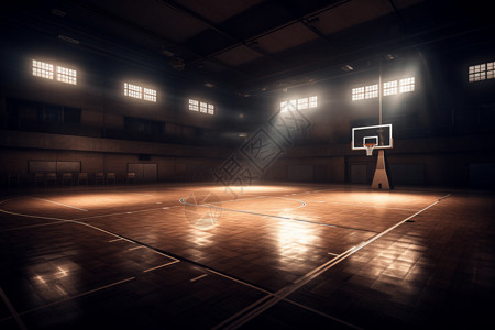 学校篮球场篮球场场景设计图片