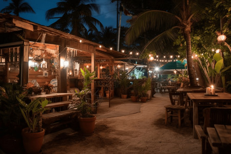 高清棕榈树海滨餐厅设计图片