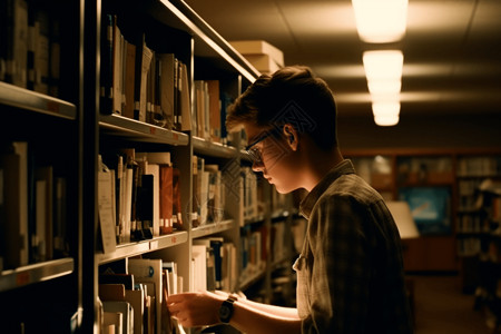图书馆书架的侧视图背景图片