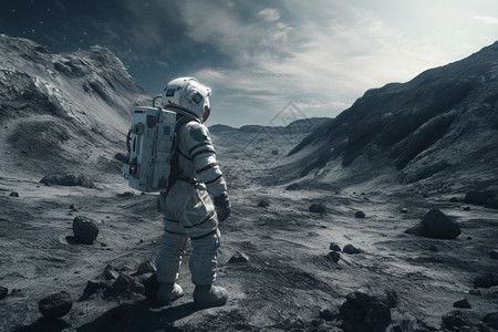 宇航员收集岩石背景图片