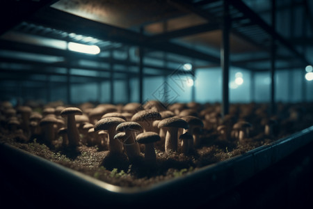 温室蘑菇养殖高清图片