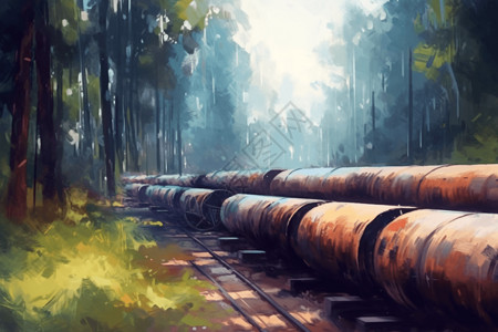 丛林石油管道的插画图片