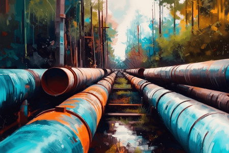 一幅石油管道的插画图片