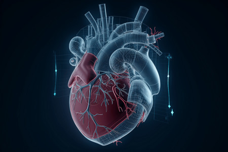 心脏康复带有AR叠加的心脏和肺的3D模型设计图片