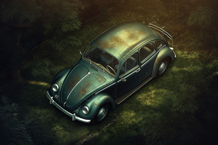甲壳虫汽车插画背景图片