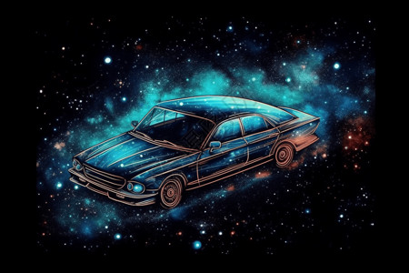 星空里的汽车背景图片