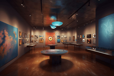 博物馆中混合媒体艺术展览设计图片