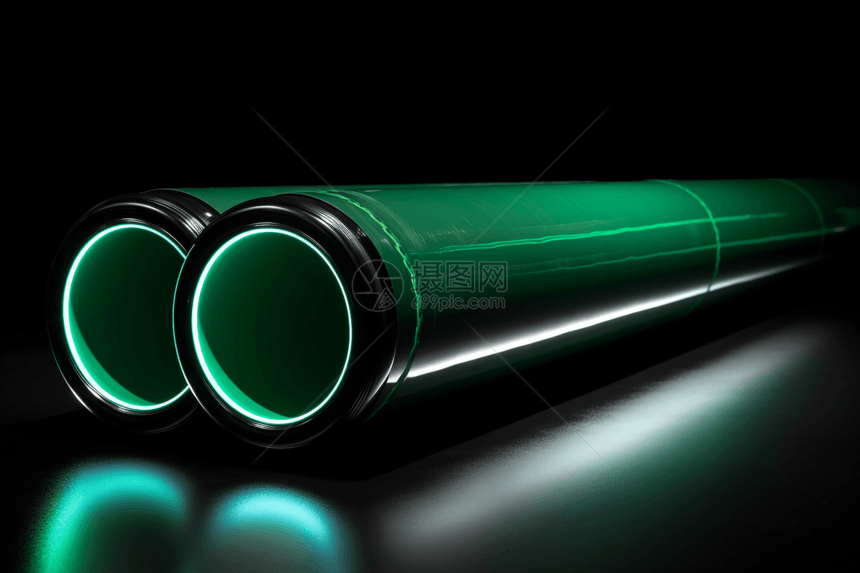 3D绿色氢气管道渲染图图片