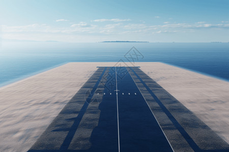 沿海地区机场跑道视角图设计图片