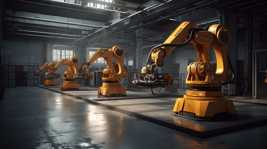 行动力工厂中的工业机器人图片背景
