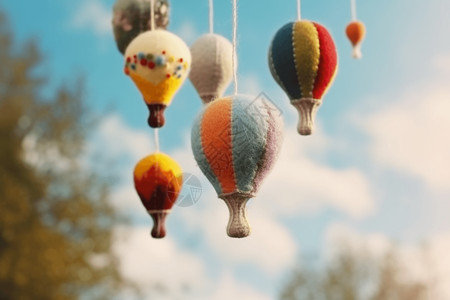 气球diy手工艺术品毛毡热气球背景