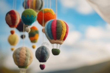 气球晾衣绳毛毡手工小艺术品背景