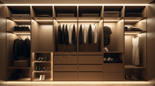 鞋柜子有充足储物空间的衣柜背景
