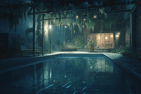 梦幻的游泳池插图图片