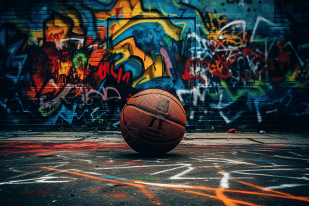 街头涂鸦和篮球高清图片