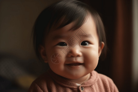 可爱的可爱亚洲宝宝微笑图片